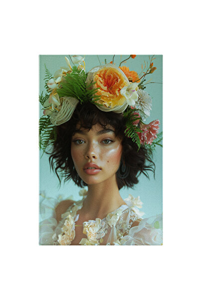 StoryGift Romania Tablou Canvas Eleganța Florilor Tânăra Cu Rochie Delicată Ș...