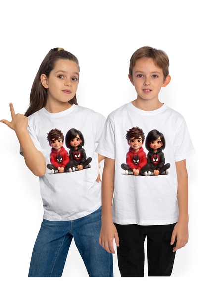 StoryGift Romania Tricou Copii Cu O Fata Si Un Baiat, Ilustratie, Prietenie, ...