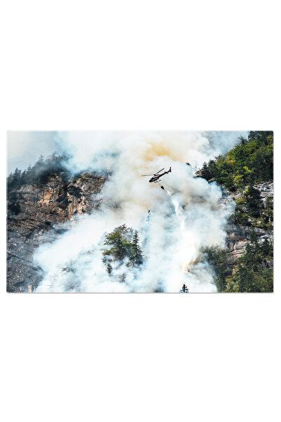 StoryGift Romania Tablou Canvas Salvare Elicopter In Incendiu Stingere, Padur...