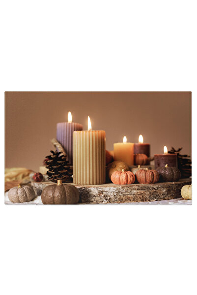 StoryGift Romania Tablou Canvas - Decor De Toamna: Dovleci, Lumanari Si Detal...