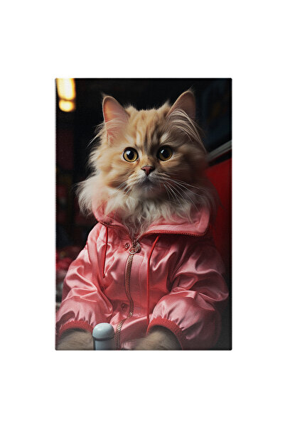 StoryGift Romania Tablou Canvas: Portret Pisica Imbracata Fashion Blana, Must...