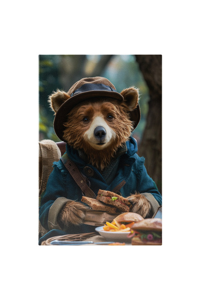 StoryGift Romania Tablou Canvas: Urs Animat Cu Costum Albastru Și Pălărie, Mă...