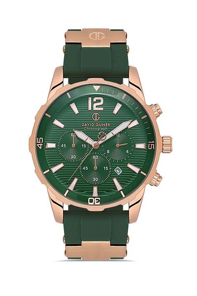DAVID GUNER Rose Coated Green Dial Men's Wristwatch Dg-8456Gd-Zg10
