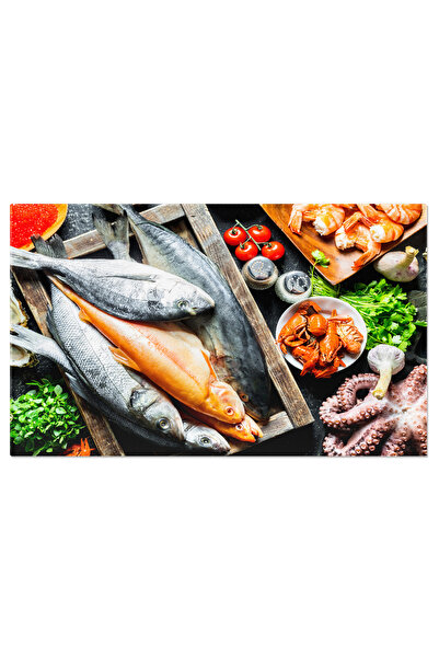 StoryGift Romania Tablou Canvas Peste De Mare Pe Un Tava Cu Caracatita, Ierburi Si Usturoi, O Delicatesa Din Adan