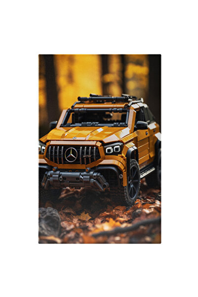 StoryGift Romania Tablou Canvas: Lego Automobil Galben Inchis Pe Drum Foresti...
