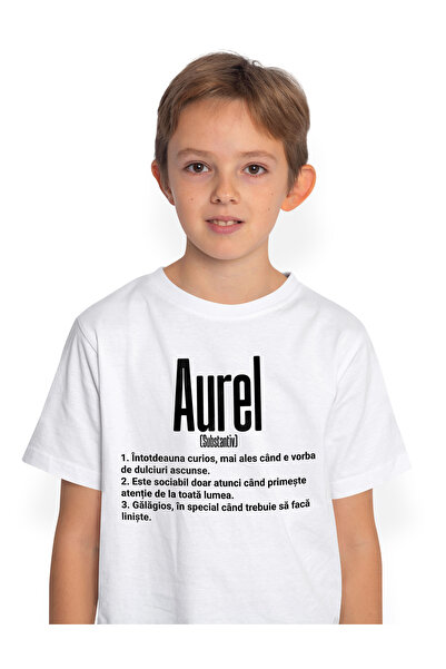 StoryGift Romania Tricou Copii Baieti Cu Numele Aurel, Cu Mesaj Amuzant, Curi...