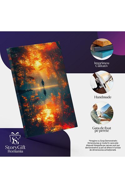 StoryGift Romania Tablou Canvas: Natura Reflectată In Apa Lacului, Siluetă Umană În Lumina Apusului - Singurătat