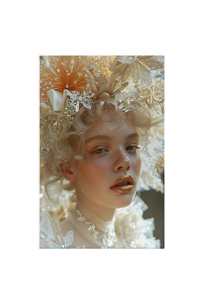 StoryGift Romania Tablou Canvas Portretul Albului Perlat Blonda Cu Buze Pictate În Brill Armonios Auriu , Pictura