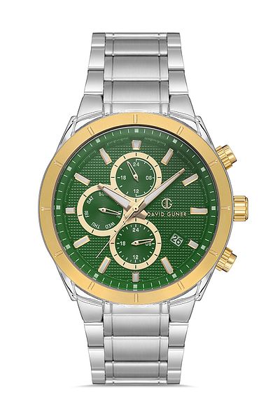 DAVID GUNER Men's Wristwatch Dg-8645Ga-D10 with Yellow White Coated Green Dial