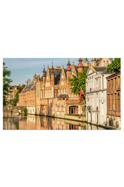 StoryGift Romania Tablou Canvas Peisaj Urban Bruges Cu Canalul De Apa Ambianta Linistita Si Eleganta Arhitectura