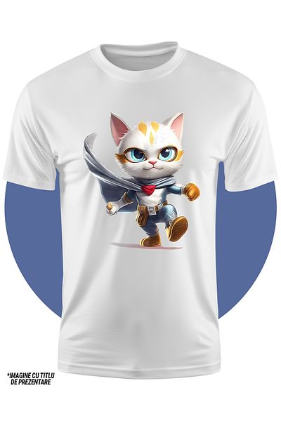 StoryGift Romania Tricou Copii Cu Un Motan Erou, Ilustratie, Costum, Superputeri, Ajuta Lumea, Felina, 100%