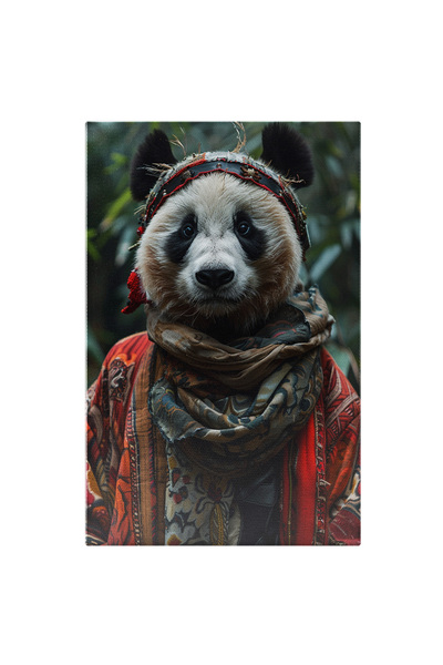 StoryGift Romania Tablou Canvas Urs Panda Foarte Simpatic Cu Bentita Pe Cap Si Esarfa In Jurul Gatului In Bluza