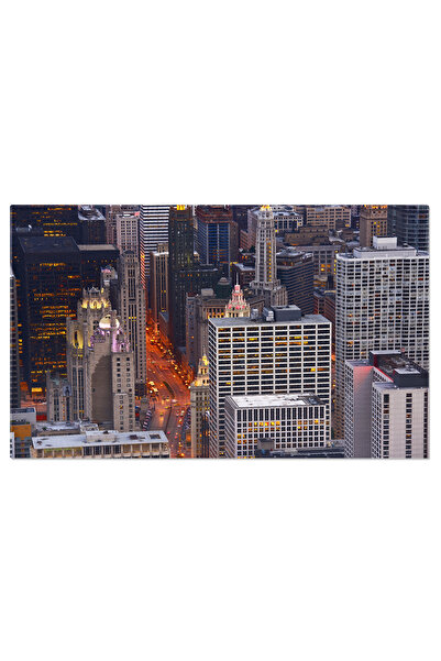 StoryGift Romania Tablou Canvas Vedere De Ansamblu A Chicago Skylineul Vibran...
