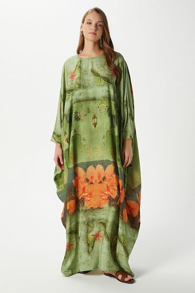 Ritnice Modest Women Misty Wide Cut Green Long Summer Dress