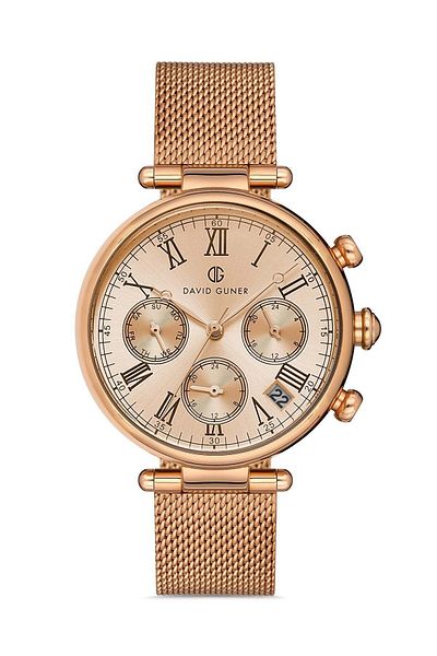 DAVID GUNER Rose Coated Rose Dial Women's Wristwatch Dg-8319Lc-C5