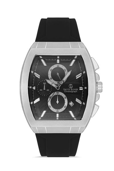 DAVID GUNER Silver Black Coated Black Dial Men's Wristwatch Dg-8485Gd-J2