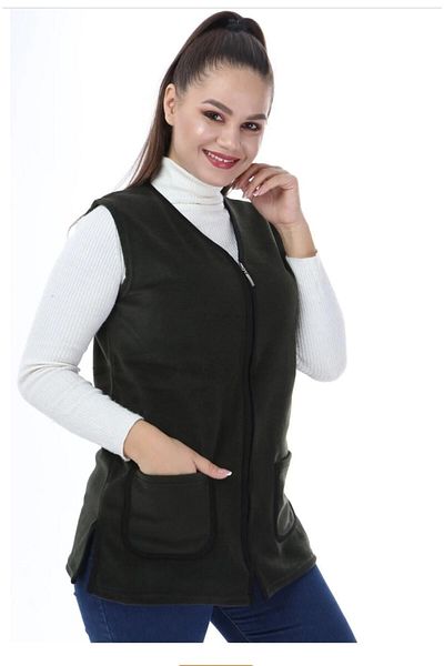 anne moda ankara Fleece Wide Fit Decolteu în V, vestă cu fermoar