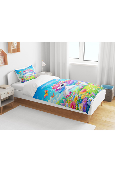 Home Unicorn 3D Digital Printed Single Girl's Bedding Set Without Sheets