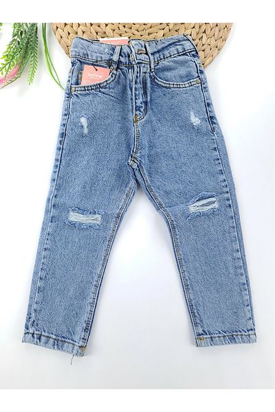 Butik Boys - Girls Jeans Elastic Waist Adjustable Waist Quality Ripped Detailed Jeans