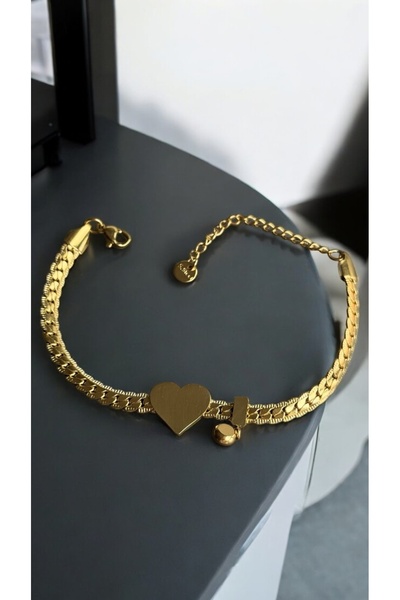 İNN JEWELLERY Steel Bracelet Anti-Tarnish Anti-Allergic Heart Figure (2 Years...