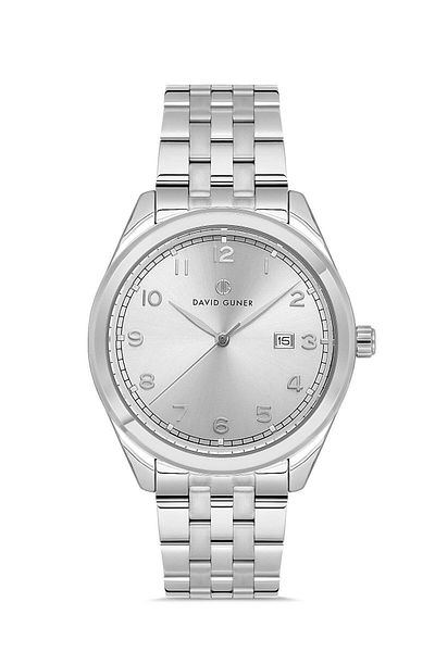 DAVID GUNER Men's Wristwatch Dg-8733Ga-A1 with Silver Coated White Dial