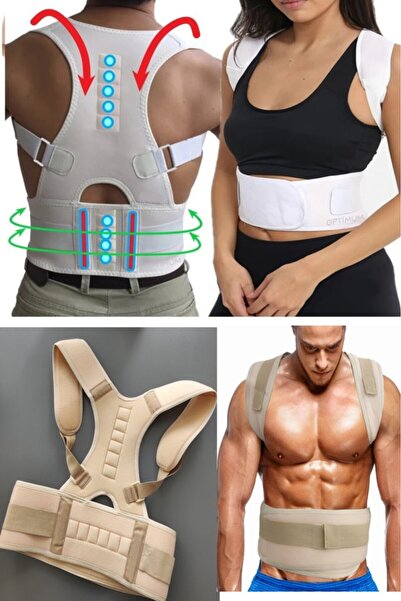 Bunyon Bej Dik Duruş Korsesi Kamburluk Önleyici Bel Omuz Vücut Şekillendirici Mıknatıslı Manyetik Korse