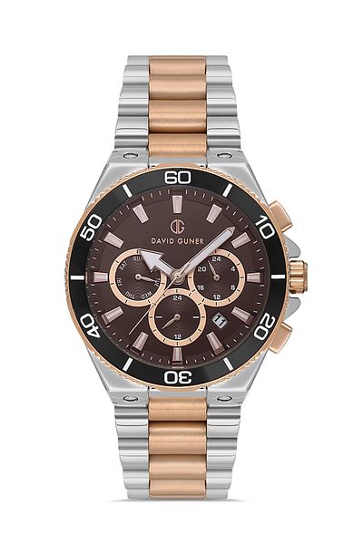 DAVID GUNER Rose White Coated Brown Dial Men's Wristwatch Dg-8654Ga-E6