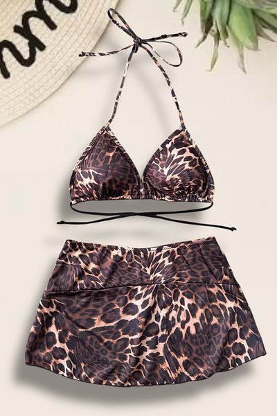 Nilmay mayo Women's Triangle Skirt Bikini Set