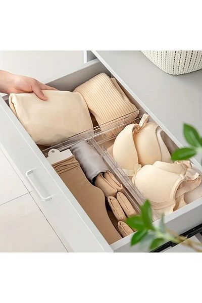 ŞURA MUTFAK Acrylic Adjustable Drawer Divider Organizer 4 Pieces