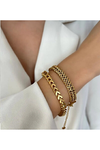 İNN JEWELLERY سوار فولاذي مضاد للتشوه ومضاد للحساسية مع شكل سلسلة سميكة (ضمان المستورد لمدة عامين)