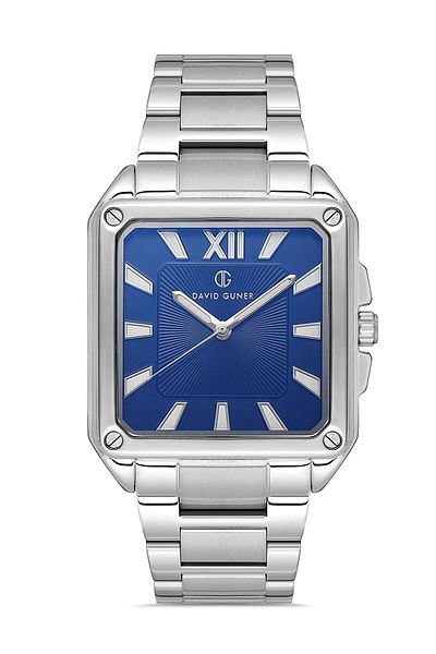DAVID GUNER Men's Wristwatch with Silver Coated Blue Dial Dg-8668Ga-A3