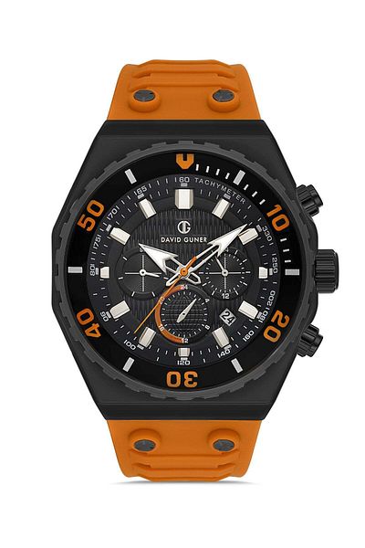 DAVID GUNER Black Coated Black Dial Multi-Function Silicone Strap Men's Wristwatch - Dg-8665