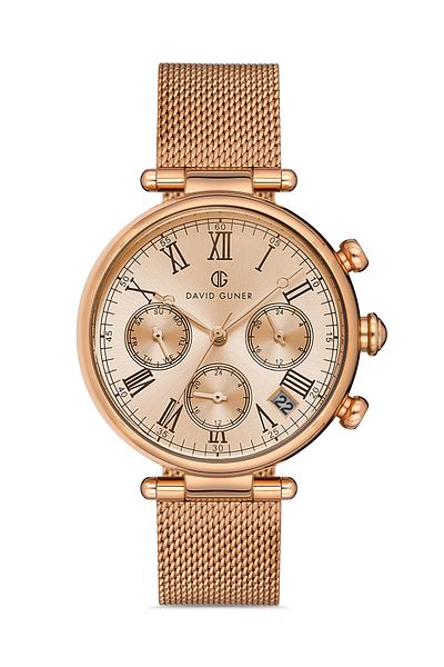DAVID GUNER Rose Coated Rose Dial Women's Wristwatch Dg-8319Lc-C5