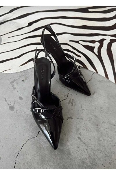 ŞIK STORE Pointed Toe Heeled Black Women's Heeled Shoes