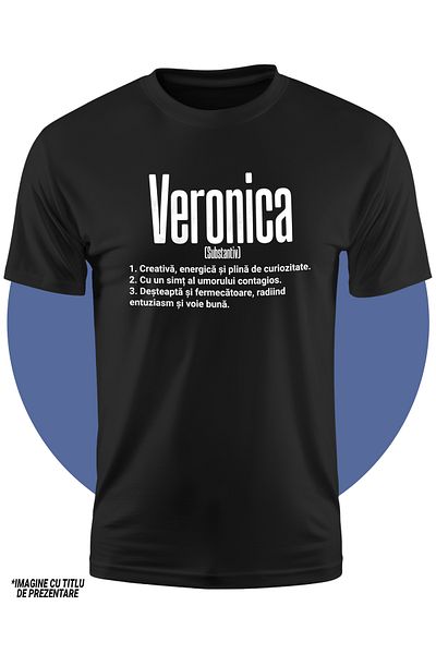 StoryGift Romania Tricou Copii Fete Cu Numele Veronica, Si Mesaj Motivational, Creativa, Desteapta, Curioasa