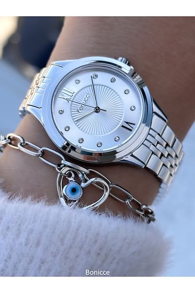 Ferrucci Brand Silver Color,Steel Cord Women Wristwatch Bracelet