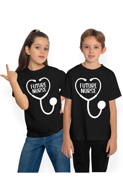 StoryGift Romania Children's T-shirt For A Future Nurse - Medicine Help 100% Cotton, Unisex, Black, 12