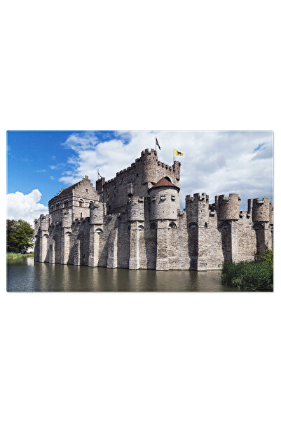 StoryGift Romania Tablou Canvas Castelul Gravensteen Din Ghent, Belgia, Arhit...