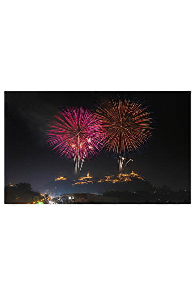 StoryGift Romania Tablou Canvas 120 x 80CM Peisaj cu Artificii Multicolore la Festivalul Anual, Noapte, Thailan STG