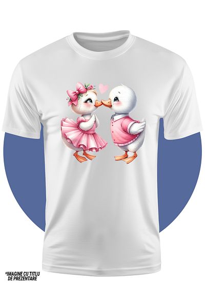 StoryGift Romania Tricou Copii Cu O Rata Si Un Ratoi Care Se Saruta, Ilustratie, Apropiere, Relatie, Prieten