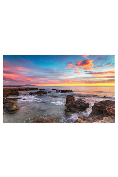 StoryGift Romania Tablou Canvas Rasrit La Torre De La Sal Pe Coasta Mediteraneana, Plaja, Castellon, Valencia, Sp