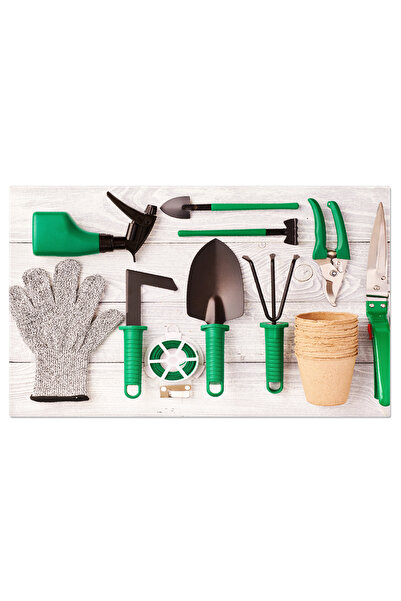 StoryGift Romania Tablou Canvas Unelte De Gradina Pe Fundal De Lemn O Pregati...