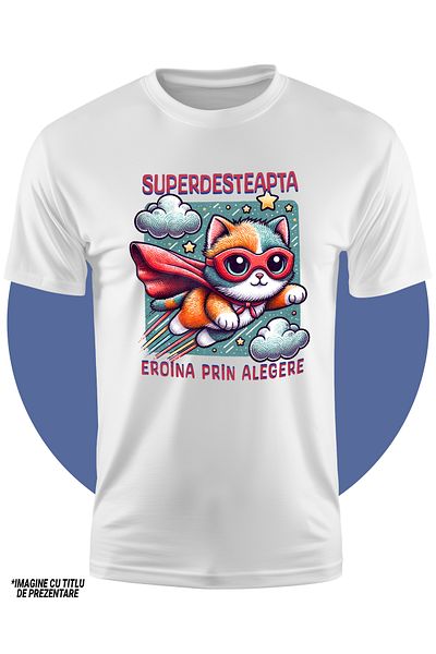 StoryGift Romania Tricou Copii Fete Super Desteapta, Supererou, Eroina Prin Alegere 100% Bumbac, Unisex, Alb
