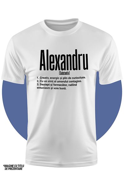 StoryGift Romania Tricou Copii Baieti Cu Numele Alexandru, Cu Mesaj Motivational, Creativ, Energic, Curios,