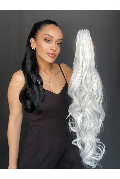 Suzan Peruk Açık Gri Tokalı Mandallı Postiş At Kuyruğu