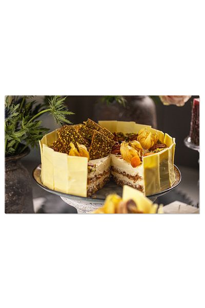 StoryGift Romania Canvas Painting Layered Cake With Nuts And Mascarpone Cream A Gourmet Delicacy, A Delight