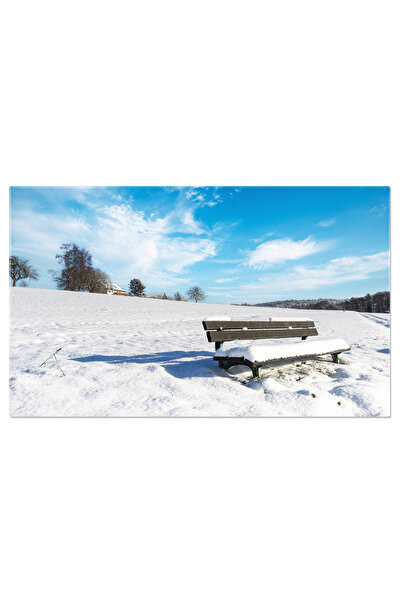 StoryGift Romania Tablou Canvas Banca Goal Acoperita De Zapada Intr-un Camp I...