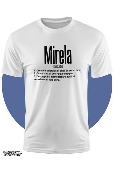 StoryGift Romania Tricou Copii Fete Cu Numele Mirela, Si Mesaj Motivational, Creativa, Desteapta, Curioasa,