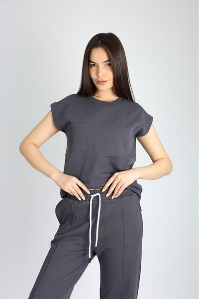 PRADIER Smoked Short Sleeve Pocket Bottom Top Tracksuit Set