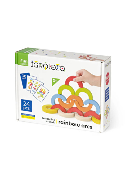 Igroteco Mozaic de echilibru din lemn - Curcubeu 24 piese